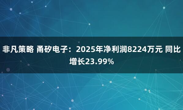 非凡策略 甬矽电子：2025年净利润8224万元 同比增长23.99%
