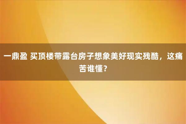 一鼎盈 买顶楼带露台房子想象美好现实残酷，这痛苦谁懂？