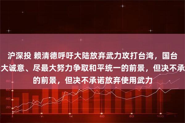 沪深投 赖清德呼吁大陆放弃武力攻打台湾，国台办：我们愿以最大诚意、尽最大努力争取和平统一的前景，但决不承诺放弃使用武力