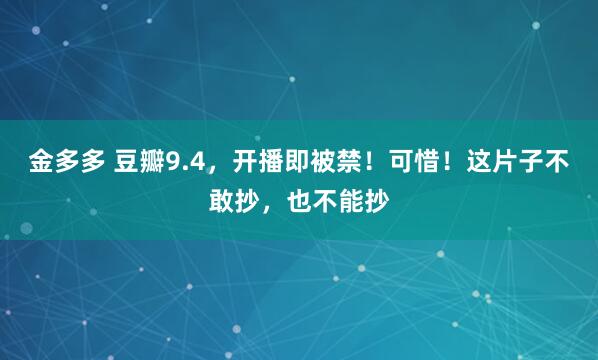 金多多 豆瓣9.4，开播即被禁！可惜！这片子不敢抄，也不能抄
